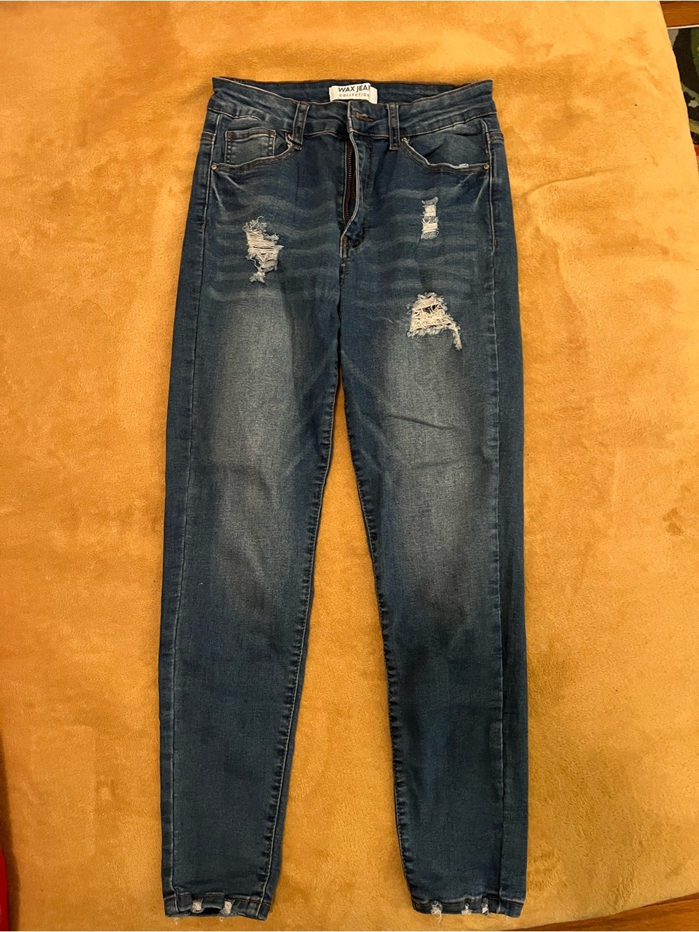 Wax Jean Dark Blue Skinny Jeans with Contrast Stitching